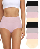 Women's High Waist Cotton Full Coverage Breathable Daily Solid Color Seamless Briefs