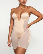 Women's Adjustable Straps Deep V Tummy Control Backless Crotch Zipper All-in-One Body Shaper