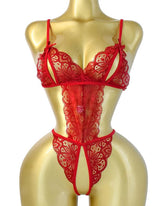 Women's Sexy Hollow Translucent Floral Lace Backless One-Piece Pajamas