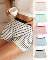 Women's 5-Pack Striped Colorblock Print Button Detail Boxer Briefs