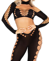 Sexy Seamless Cutout Crop Top and Leggings Set