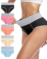 Women's Mid-Rise Colorblock Plus Size Cotton Butt Lifting Waist Briefs