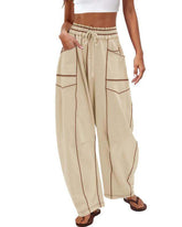 Casual Loose Drawstring Wide-leg Pants With Pockets