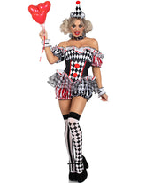 Halloween Female Clown Cosplay Uniform Party with Stockings Set