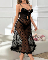 Sexy Pajamas Lace Heart Print Dress
