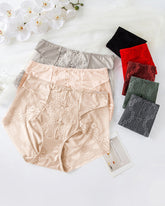 Plus Size Lace Sheer Mesh Seamless High-waisted Panties