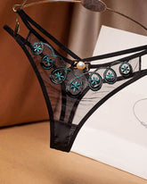 Embroidered Sexy Sheer Mesh Thong