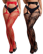 Women's Floral Lace Sheer Suspender Fishnet Tights