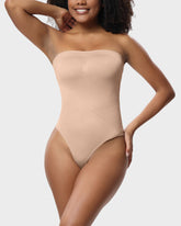 Body de tanga tipo bandeau moldeador sin costuras con tirantes removibles
