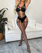 Sexy Stretchy Openwork Fishnet Bodysuit