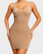 Vestido moldeador sin costuras con control de abdomen y escote redondo