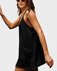 Vestido Mini Casual Sin Mangas Con Shorts Incorporados