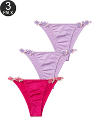 3-Pack Floral Appliqué Panties Mixed Colors