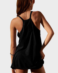 Vestido Mini Casual Sin Mangas Con Shorts Incorporados