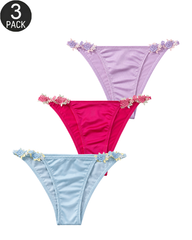 3-Pack Floral Appliqué Panties Mixed Colors