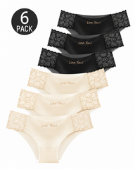 6-Pack Seamless Ice Silk Floral Lace Trim Panties