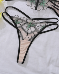 Sexy Jacquard Lace Sheer Mesh Sculpting Lingerie Set