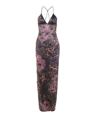 Sexy Halter Tie Backless Butterfly Detail Printed Bodycon Dress