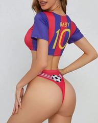 Football Cheerleader Inspired Two-Piece Swimwear Set