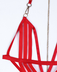 Sexy Sheer Strappy Line Detail Bodysuit