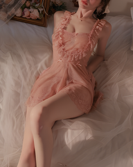 Sexy Lace Back Slit Nightgowns with Open-Back Design