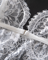 Sexy White Sheer Lace Front-Closure Lingerie Set