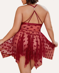 Sexy Heart Cutout Lace Front-Closure Nightdress