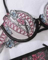 Sexy Floral Embroidered Lace Lingerie Set