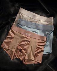 3-Pack Men's Satin Cool-Feel Ice Silk Breathable Mesh Boxer Briefs