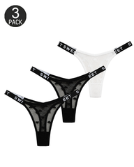 Sexy Heart Lace Thong Panties 3-Pack