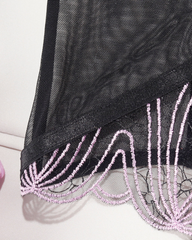 Sexy Embroidered Mesh Bustier Lingerie Set