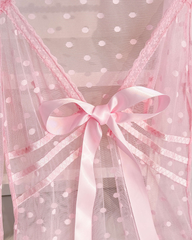Plus Size Sexy Pink Polka Dot Mesh Robe Set