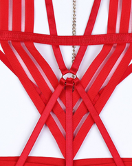 Sexy Sheer Strappy Line Detail Bodysuit