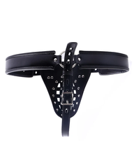 Men's Black Leather-Look Studded Lattice Strap Brief