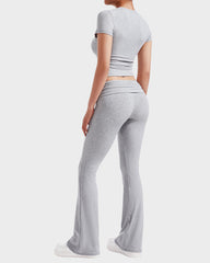 Women's 2-Piece Lounge Set: Tops & Flare Pants
