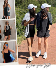 Vestido Mini Casual Sin Mangas Con Shorts Incorporados