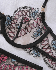 Sexy Floral Embroidered Lace Lingerie Set