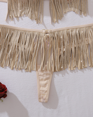 Sexy Sequin Fringe Cut-Out Lingerie Set