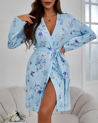 Comfortable Floral Print Cami & Robe Loungewear Set