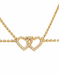 2-Piece Set Sexy Rhinestone Double-Heart Cutout Body Chain