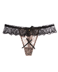 3-Pack Sexy Leopard Print Lace Trim Bell-Decorated Thongs