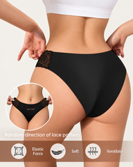 6-Pack Seamless Ice Silk Floral Lace Trim Panties