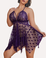 Sexy Heart Cutout Lace Front-Closure Nightdress