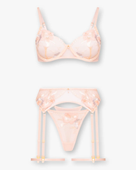 Delicate Floral Embroidered Lingerie Set