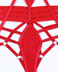 Sexy Sheer Strappy Line Detail Bodysuit