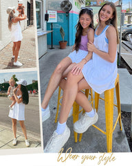 Vestido Mini Casual Sin Mangas Con Shorts Incorporados