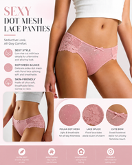 5-Pack Sexy Polka Dot Mesh Lace Panel Panties