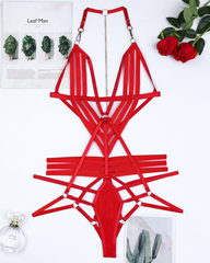 Sexy Sheer Strappy Line Detail Bodysuit