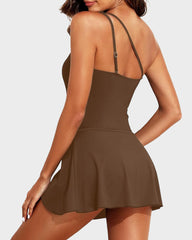 One Shoulder Skirted One Piece Swimsuit