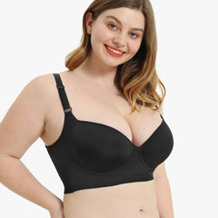 Smoothing Back Push-Up Enhancing Bra-Black